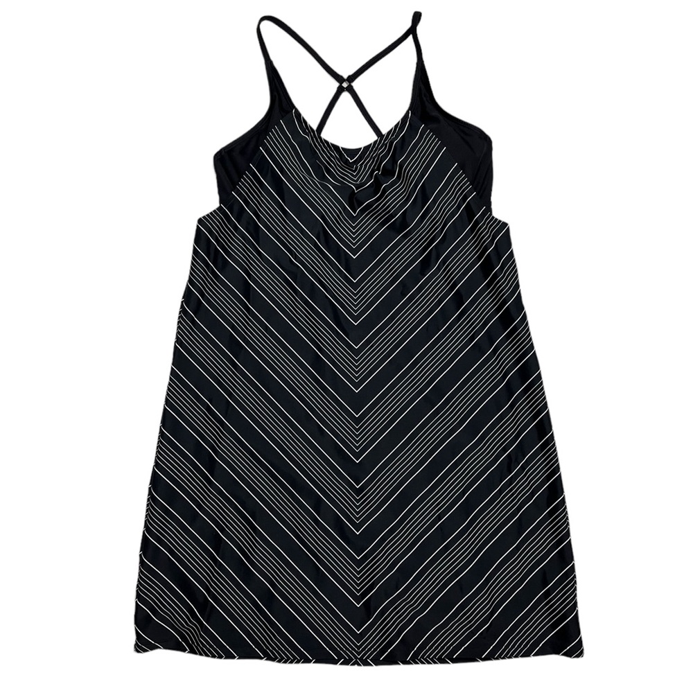 Athleta Black and White Striped Swim Dress